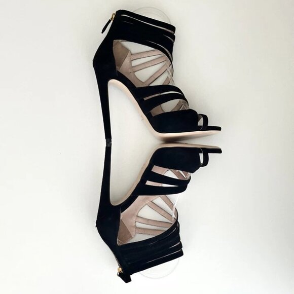 NEW MIU MIU Black Suede Strappy Cutout Ankle Zip Sandals Size 38 (US 8) - Picture 6 of 10
